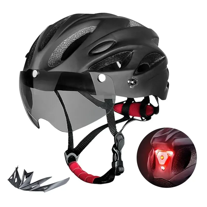 AliExpress Bike Helmet with LED Tail Light Adult Cycling Helmet Fit 58-62cm Lightweight Breathable Colorful