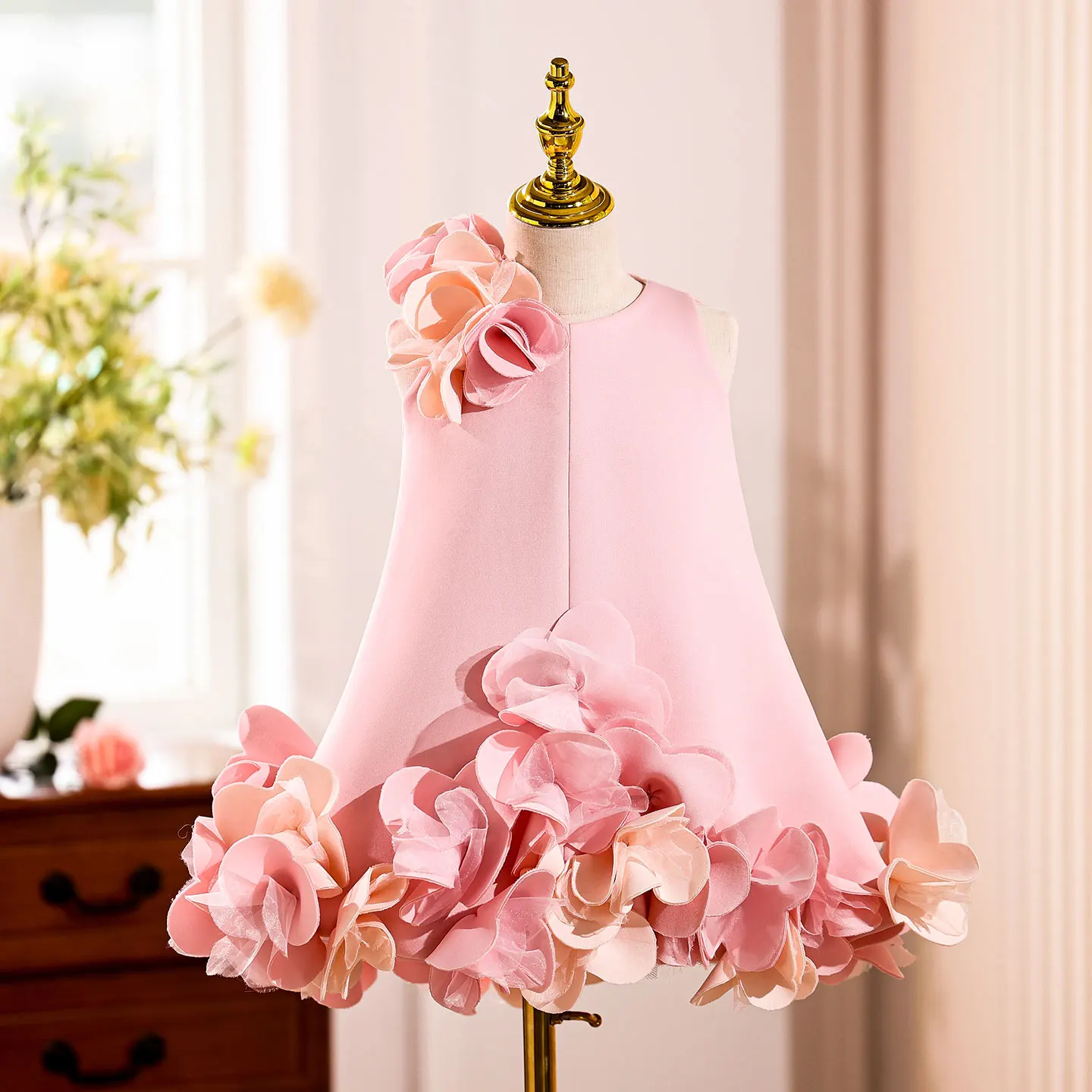Dreamy Vow J073 Elegante abito bianco Dubai per ragazza Rosa Eid al-Fitr Vestiti per bambini per matrimoni Compleanno Festa di festa 2025