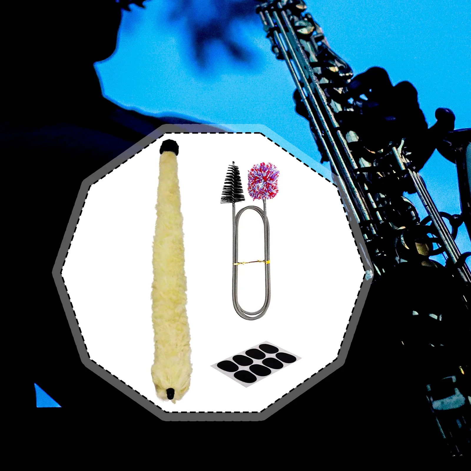 Saxofoonreinigingsset Siliconen mondstukpads Borstelreinigingsgereedschap Sax Cleaner Onderhoudsset voor houtblazers