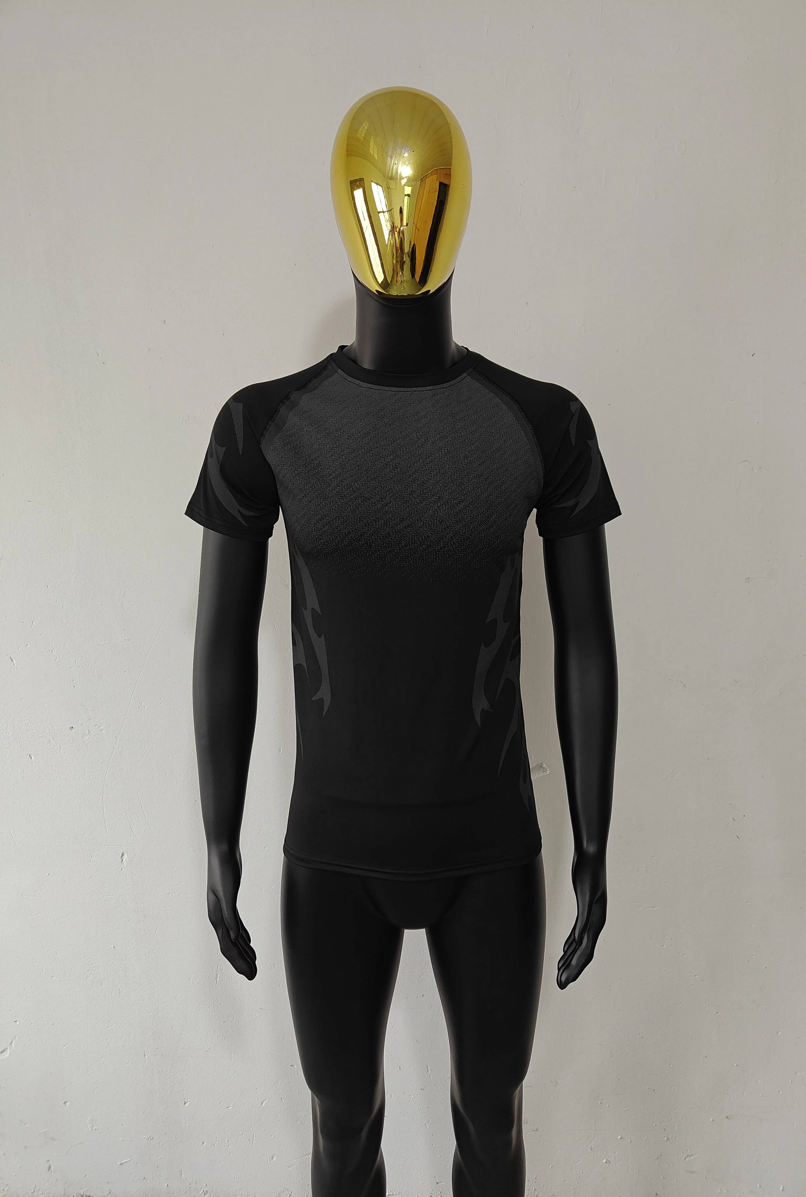 Herren Flammen-Farbverlauf Kompressions-Gym-T-Shirt Schnelltrocknend Atmungsaktiv Hochelastisch Slim Fit Athletisches Lauf- und Trainings-Sportshirt – Detail 29