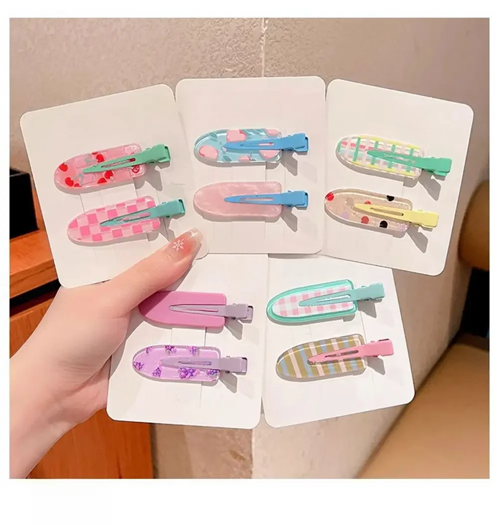 4/6/8/10szt Candy Color Fruit Hair Bang Clip Summer Hairpin No Crease Acrylic Barrette Hair Side Clamp For Girl Hair Accessories — zdjęcie 2