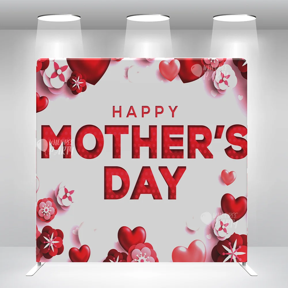 

Mother's Day with Heart and Flowers Wedding Bridal Shower Pillow Case Photo Booth Backdrop Stand Cover