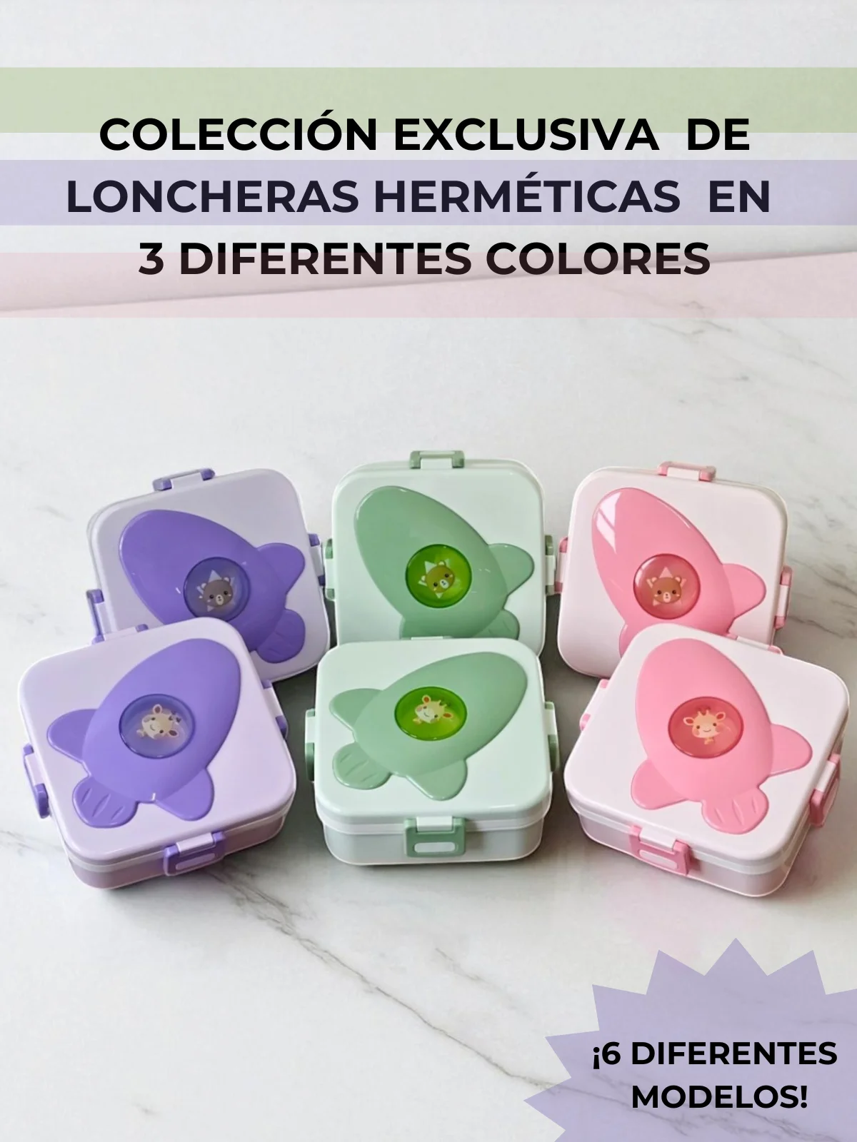 Caja de almuerzo FG-27, tupper con triple compartimento, lunch box con cubiertos.