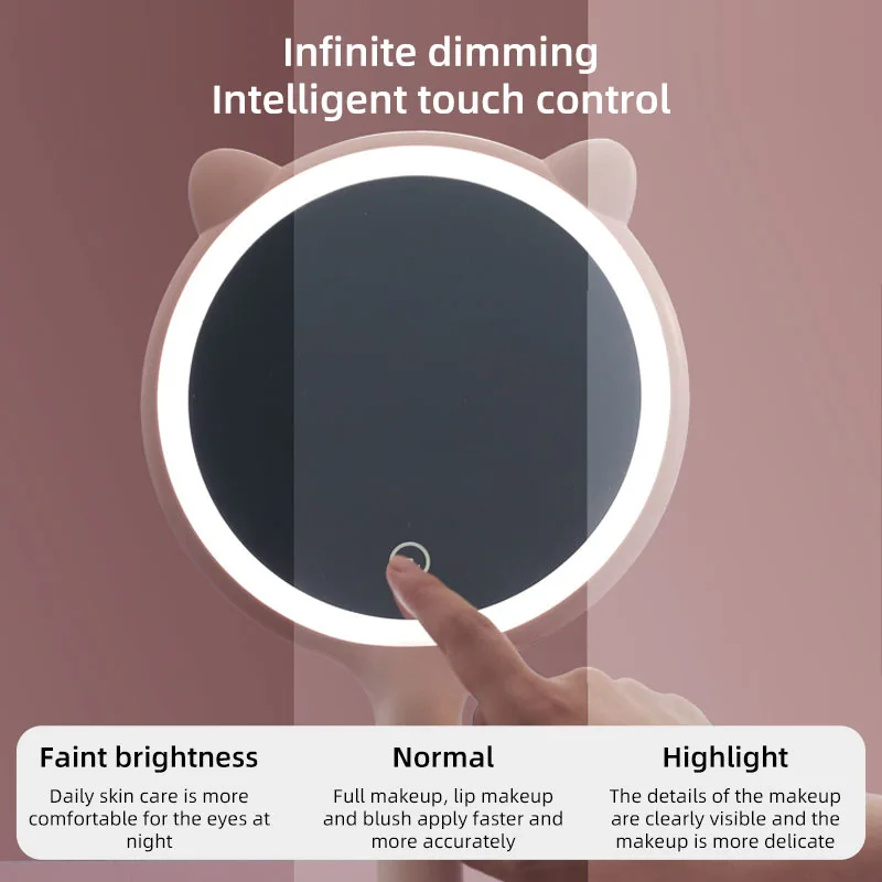 Espelho de maquiagem led carregamento usb luz de preenchimento espelho de beleza portátil espelho de beleza de mesa hd espelho de luz do dia
