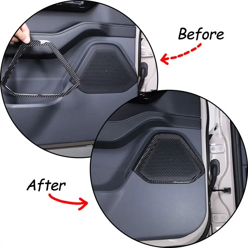 4PCS Carbon Fiber Car Door Speaker Frame Sticker Tweeter Trim Decorate Accessories For Ineos Grenadier 2020 2021 2022 2023 2024