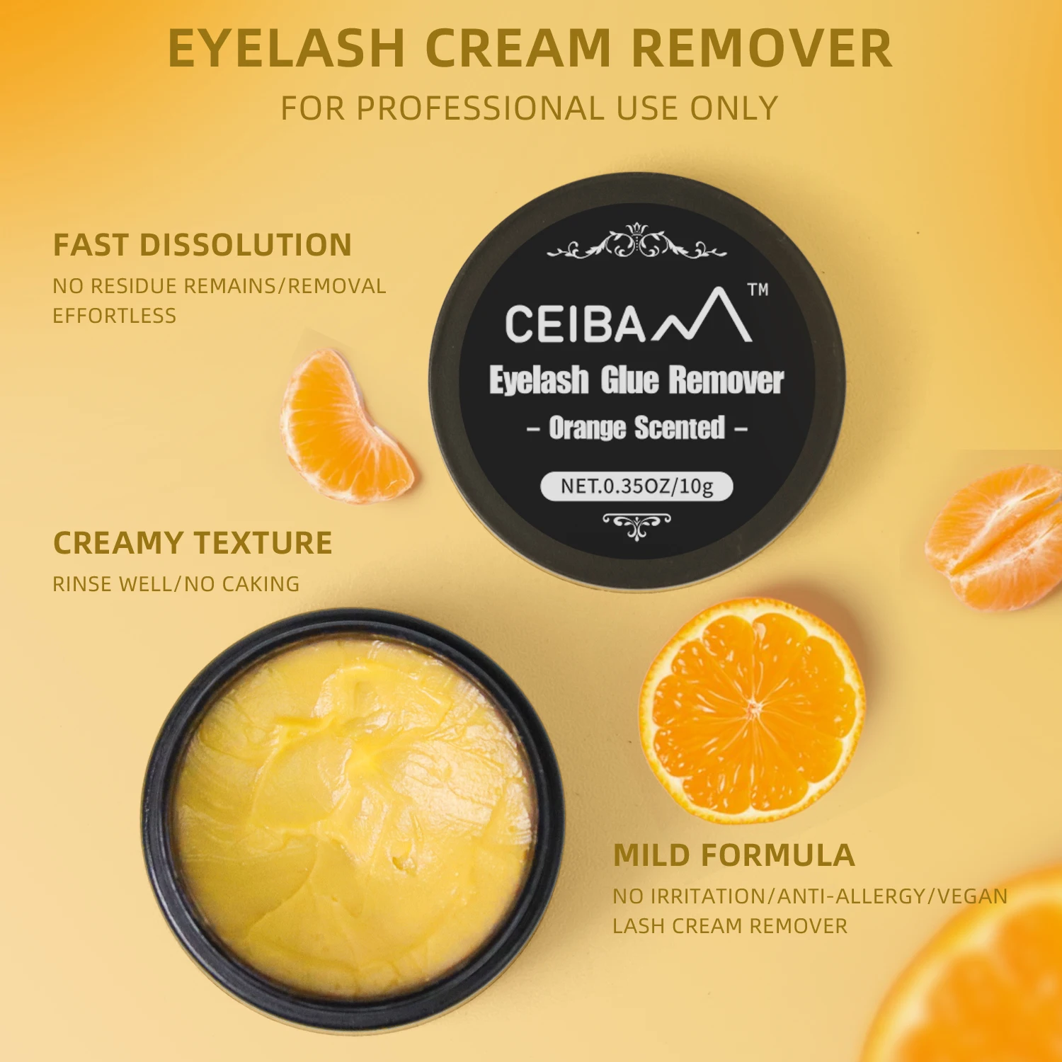 

CEIBAM Thick Creamy Orange Fragrance Eyelash Glue Cream Remover Lash Extension Adhesive Removal No Odor Zero Stimulation 10g