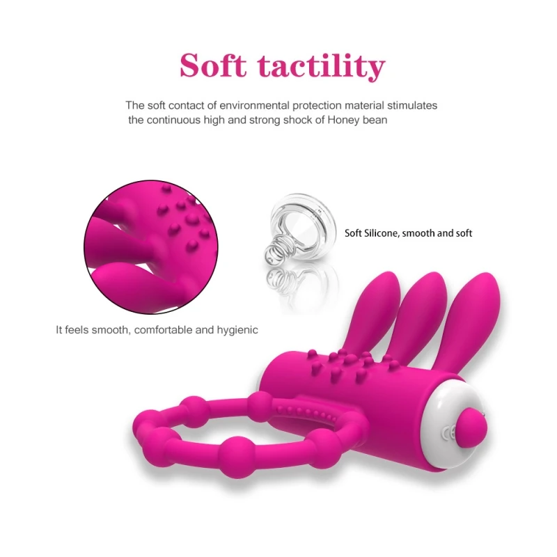 Vibrator Cock Ring Rabbit Vibrating Penis Ring for Man Delay Ejaculation Clit Stimulation Intimate Sex Toys for Couple Rings 18+