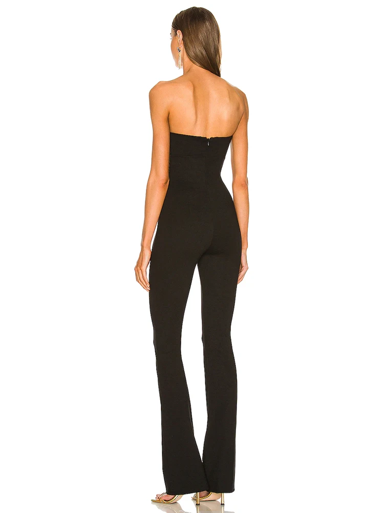 Verband Overall womem 2022 Sommer Lang Flare Hosen Sleeveless Sexy Cut Out Elegante Club Berühmtheit Abend Party Overalls