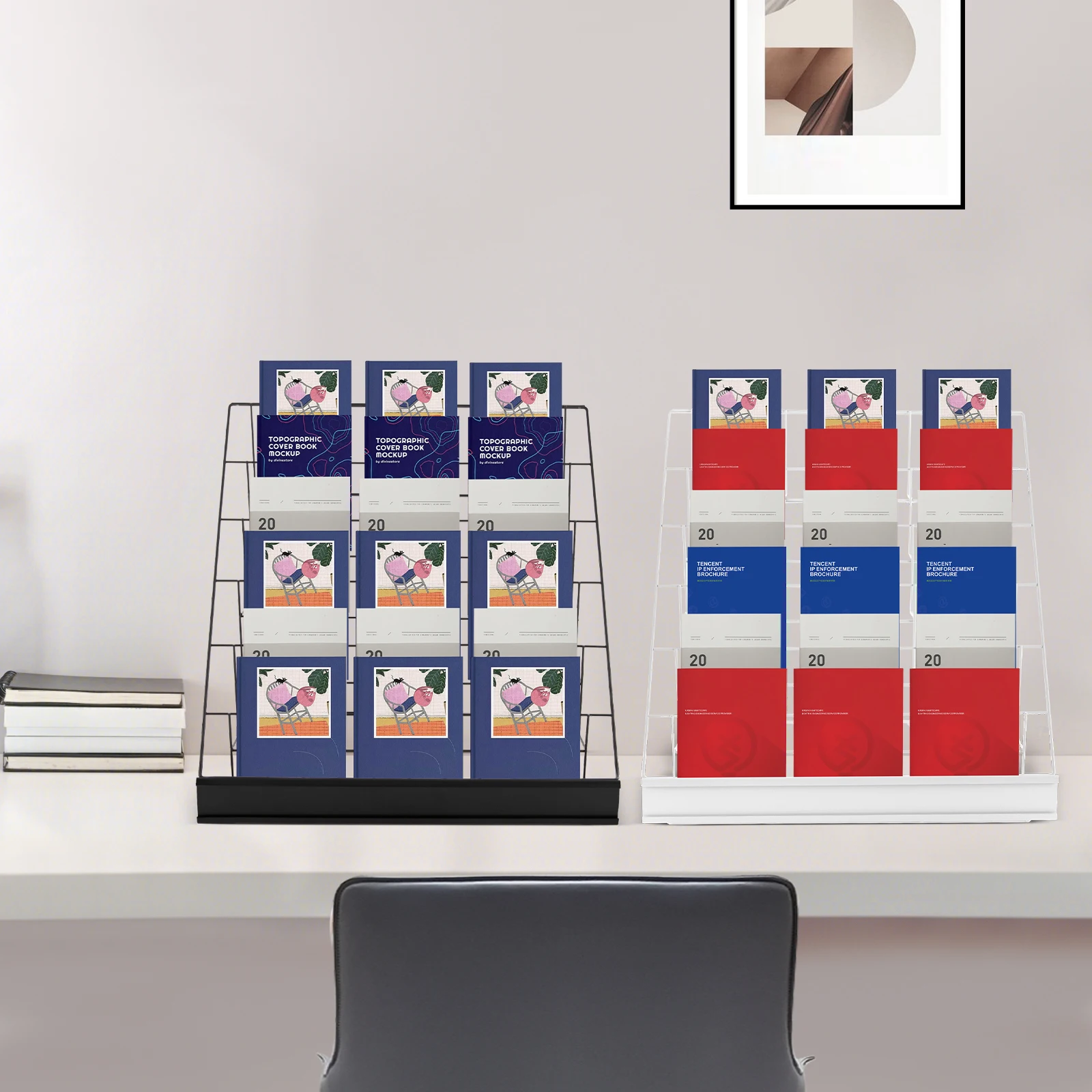 

Подставка для журналов, 6-уровневая черная стойка для столешницы, органайзер из металлической проволоки для книг, газет, кухни, офиса, гостиной