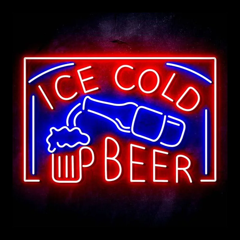 

Neon Sign For ICE COLD BEER Cup Bottle Light Neon Beer Bar Room Decor Lamp For Wall Night Sign Aesthetic Room Decor indie room