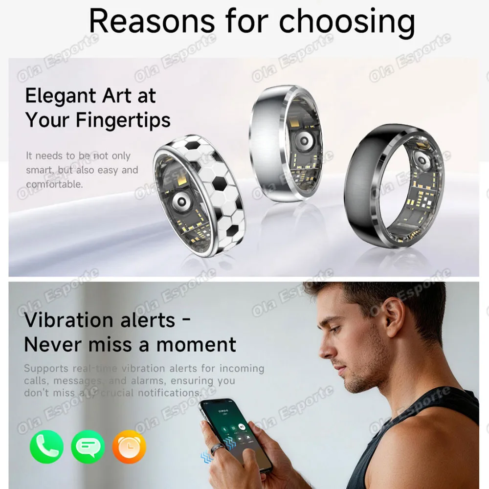 Women Smart Ring Football Control Video New Technology Smartring with Health Monitor Waterproof 100+ Sport Couple RIng Ultra Light view 3