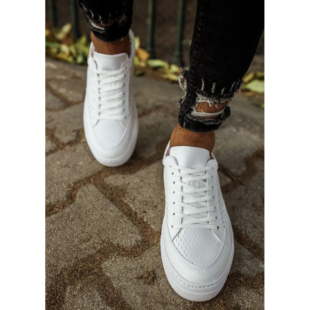 FOH Store Sneakers for Men Women White Artificial Leather 2023 Spring Autumn Casual Lace Up Fashion Shoes High Base Sport Comfortable Light Vulcanized Daily Original Canvas Odorless Orthopedic Suits Office Wedding 015