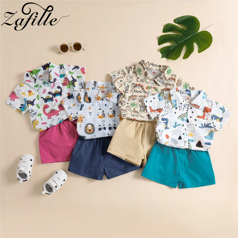 

ZAFILLE 1-4Y Baby Clothes Set Dinosaur Print Kids Boys Clothing Homely Sleepwear For Babies Summer Children Outwear Boys Suits