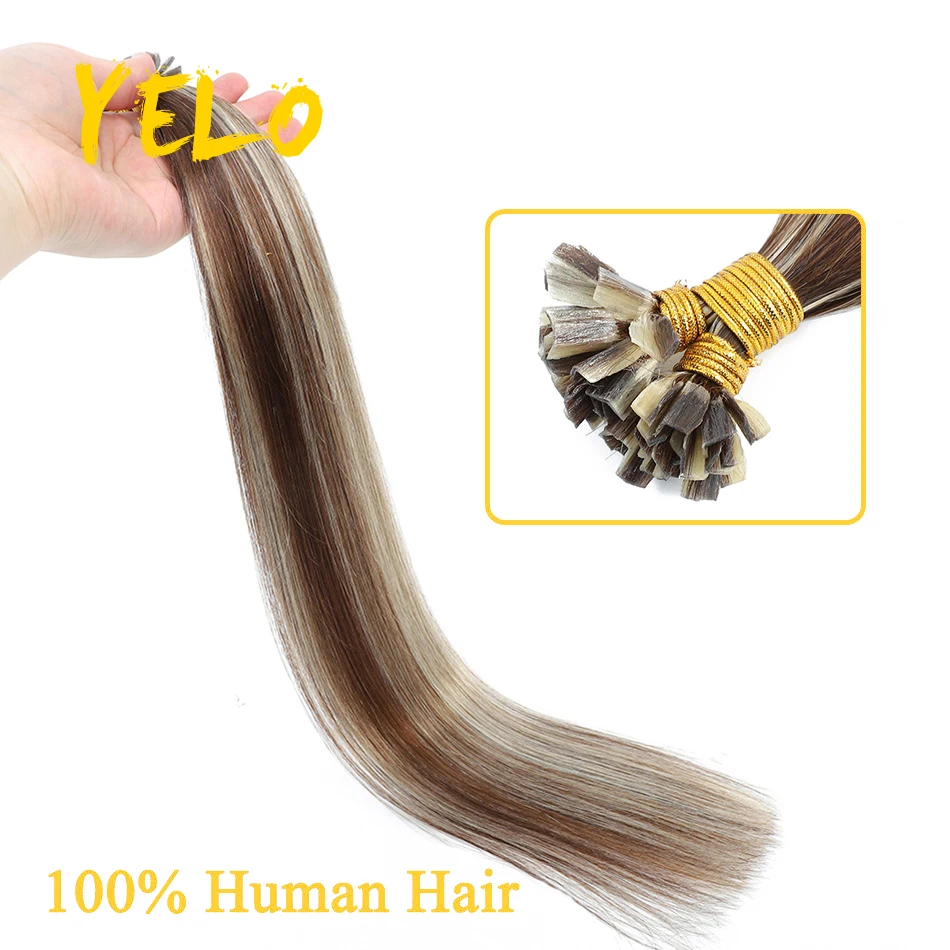 1G V Tip Human Hair Extensions Multicolor Keratin Fusion Microlink Hair Extensions Capsule Pre Bonded Stick Thick Natural Hair