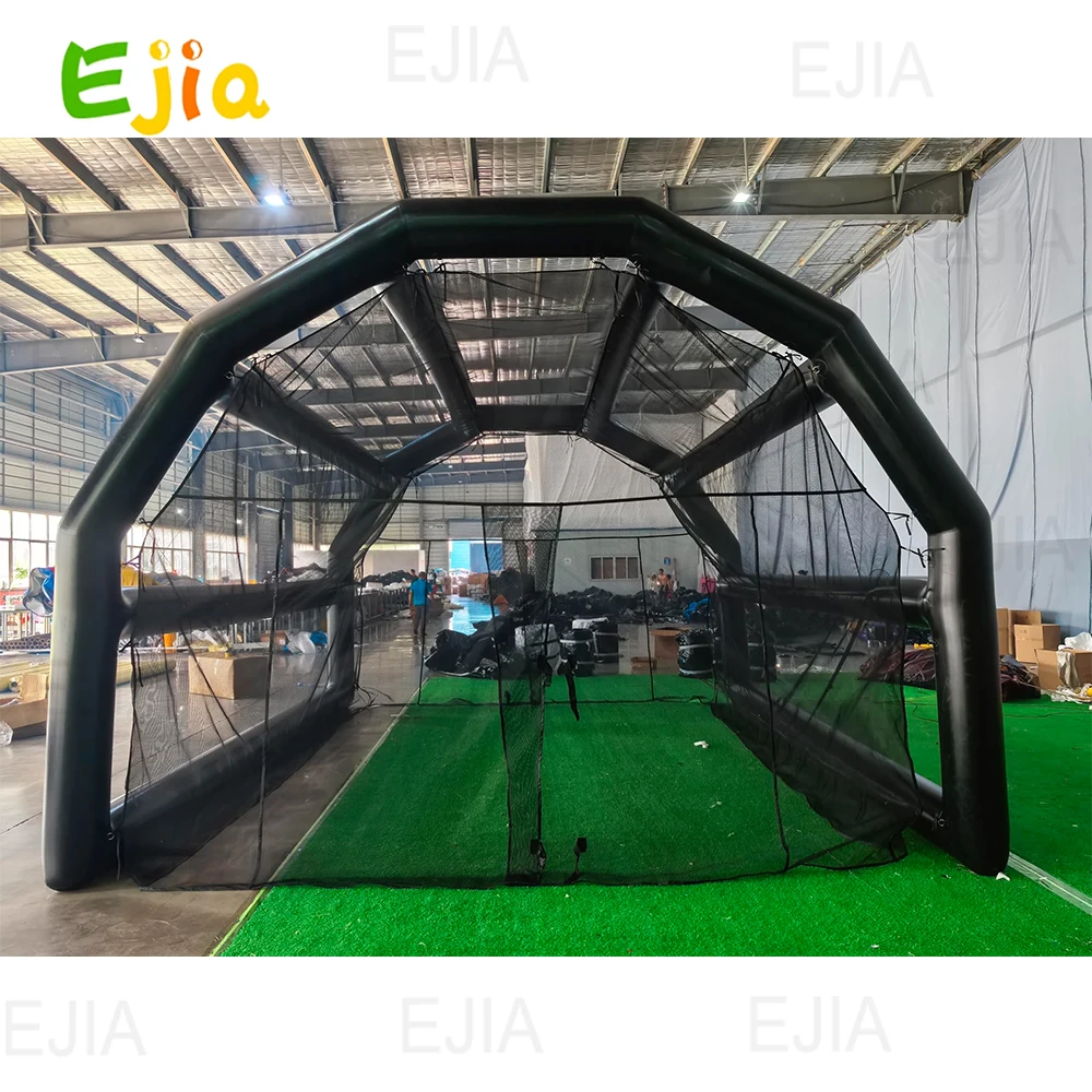 20x16フィート 商用PVC製インフレータブルバッティングケージ 野球スポーツゲーム ネット付き ソフトボールピッチングケージ、フットボール/テニス練習用