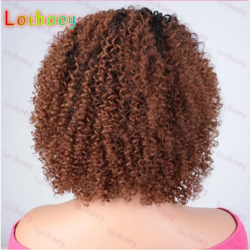 Afro Kinky Curly Black Human Hair Wigs Ombre T1B/30 Brazilian Curly Machine Made Remy Cheap 100% Human Hair Wigs Glueless Wgis