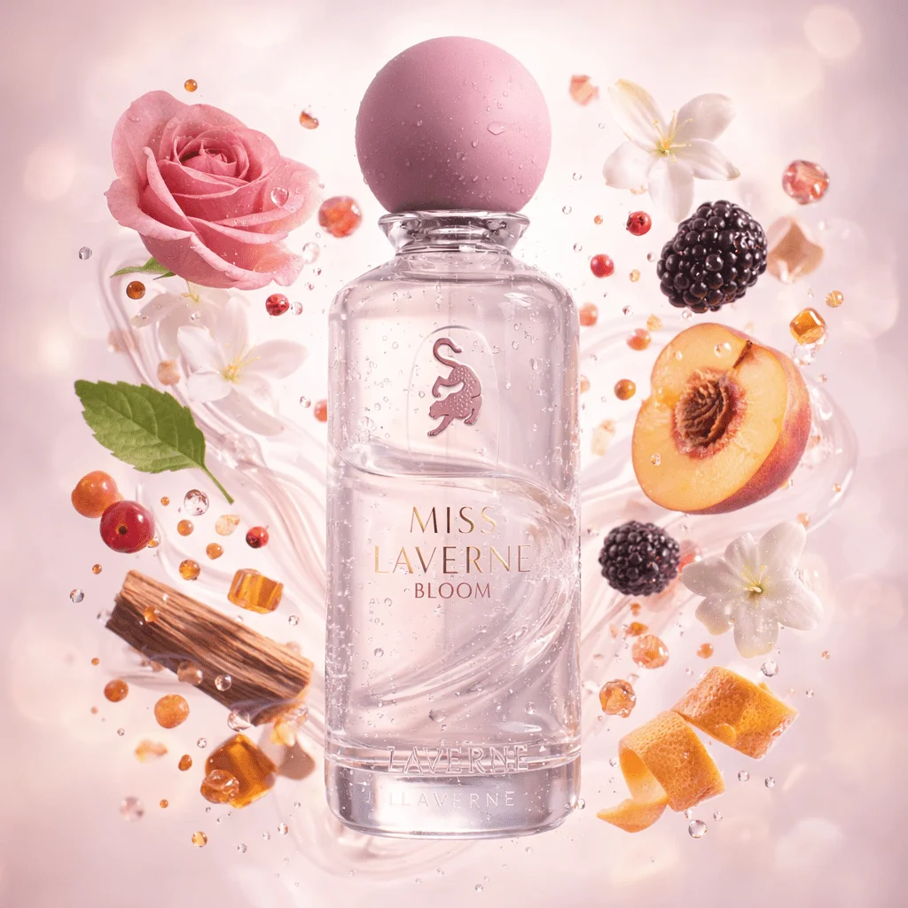 Miss Laavern Bloom Eau de Parfum 250 ml - Fragancia floral frutal femenina con notas de rosa búlgara