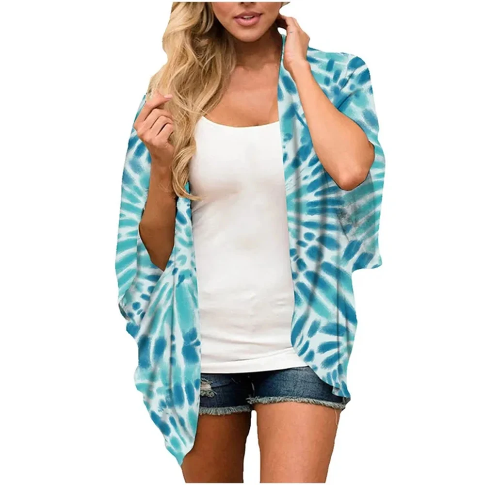 Women'S Floral Print Puff Sleeve Kimono Cardigan Loose Cover Up Casual Blouse Tops Bikini Cover Up Beach Dress Luxury Beach 2023