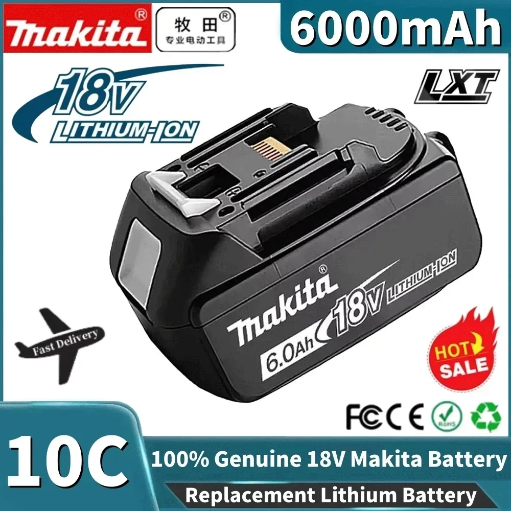 Wiederaufladbarer Akku für Makita Original 18V 6,0Ah Li-Ion Bohrmaschinen-Ersatzakku für tragbare Werkzeuge BL1860 BL1830 BL1850 BL1860B