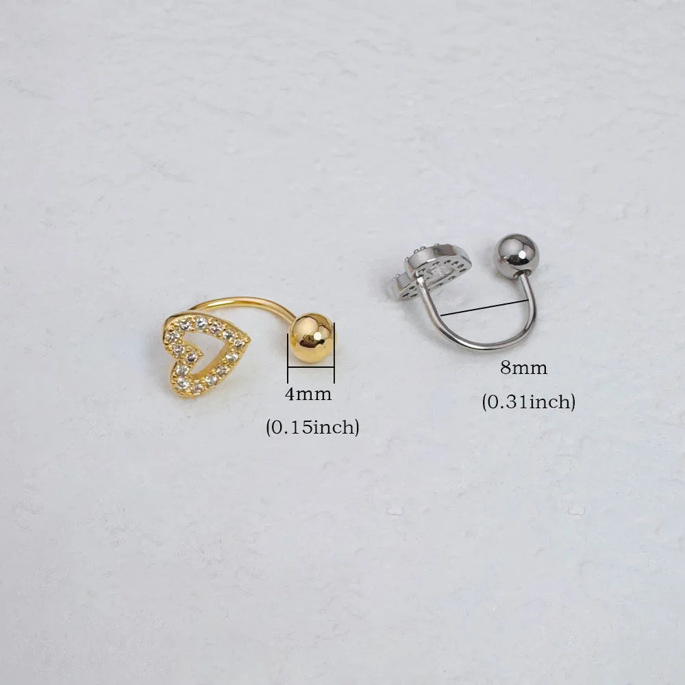 1 Stück Zirkon herzförmiger Nasenring, 14 Karat vergoldeter Edelstahl-Piercing-Schmuck für Frauen, Alltagskleidung, Körperpiercing-Zubehör – Detail 3