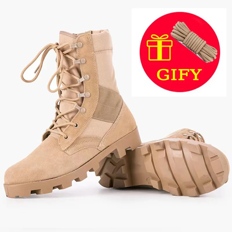 Genuine Leather Male Boots Desert Combat Botas Outdoor Hiking Shoes Training Tactical Non-slip Men 2023