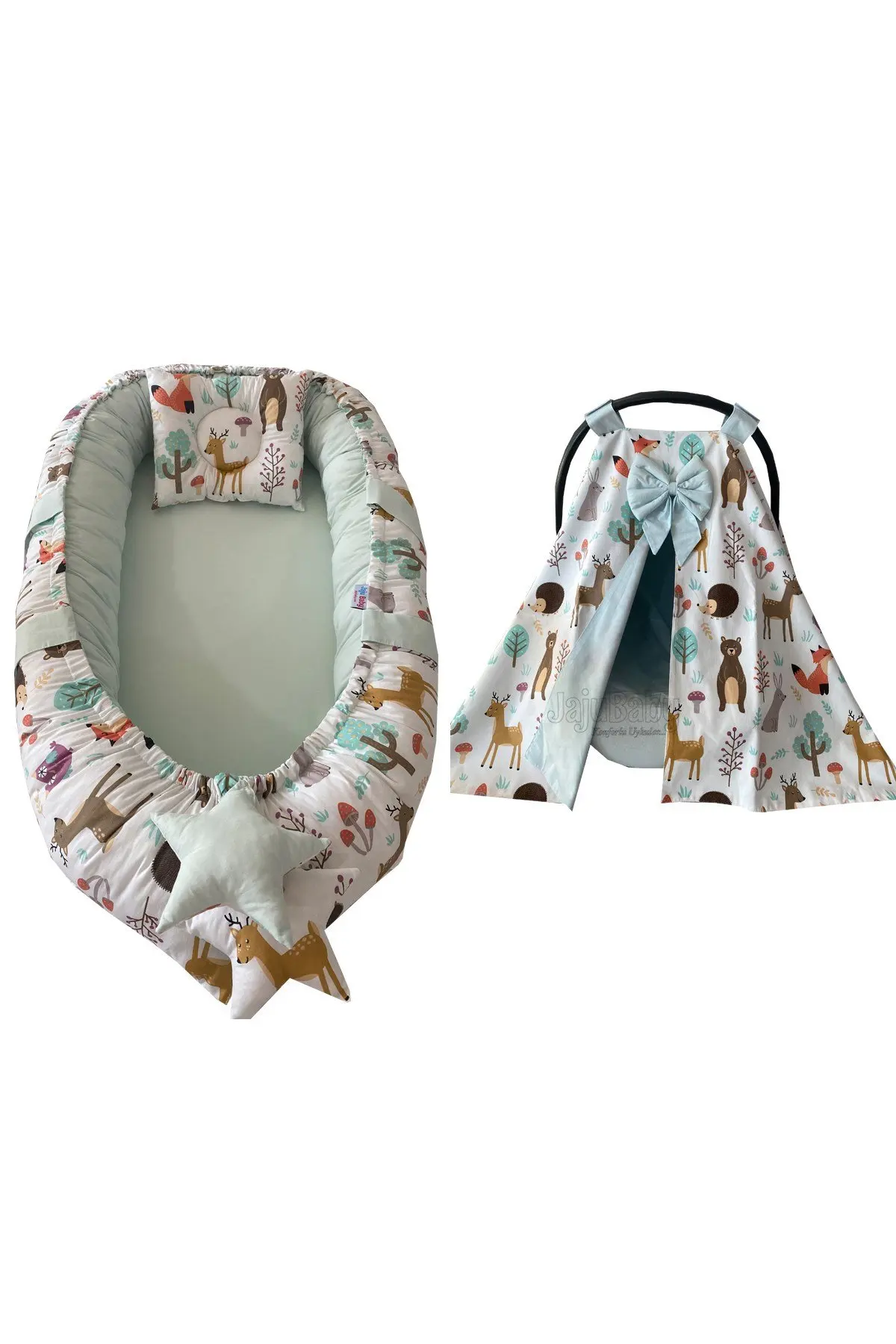 Handmade Cute Forest Babynest and Stroller Cover Set