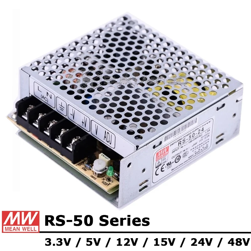 

Mean Well RS-50 Series AC/DC 50W 3,3 V 5V 12V 15V 24V 48V блок питания с одним выходом