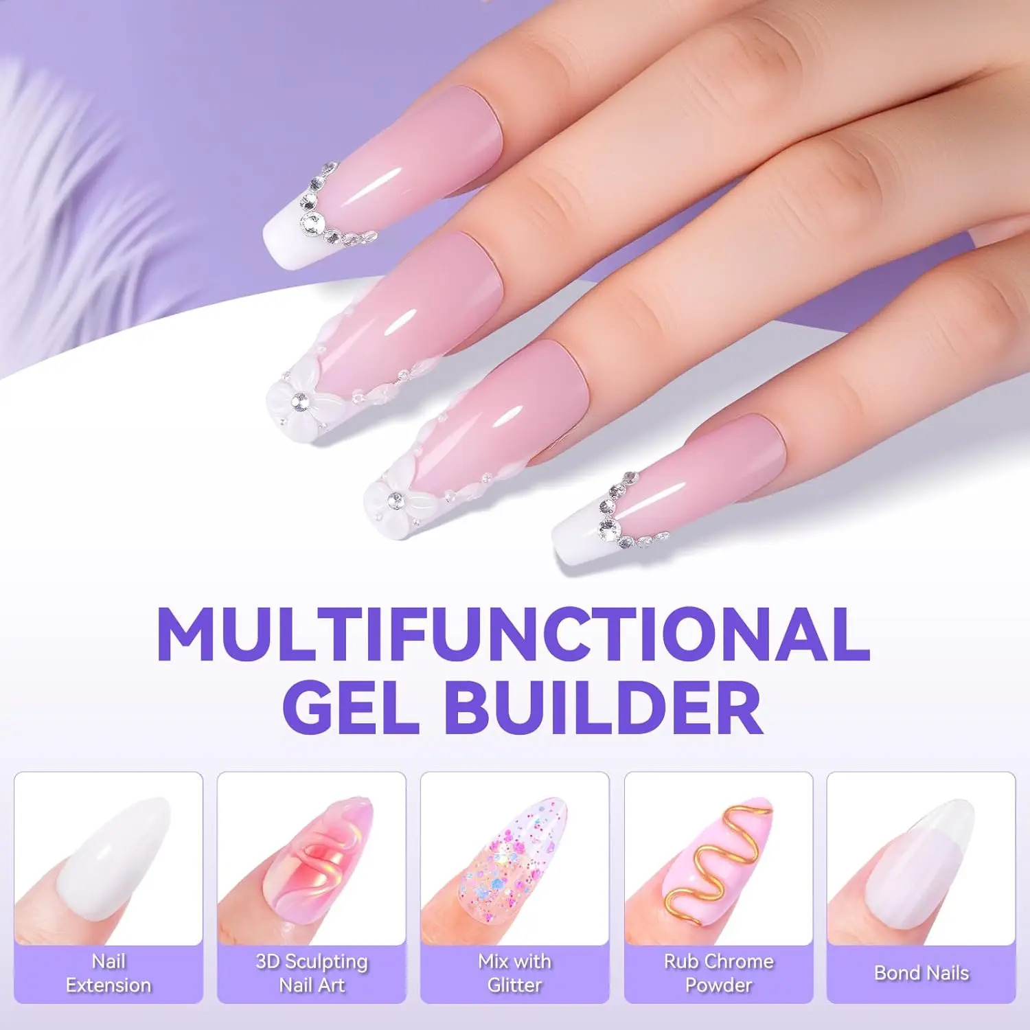 Solid Builder Gel ,Makartt 3D Gel Nail Art Molding Gel for Nails Acrylic Tips, Rhinestones & Sculpture Nail Tech Supplies
