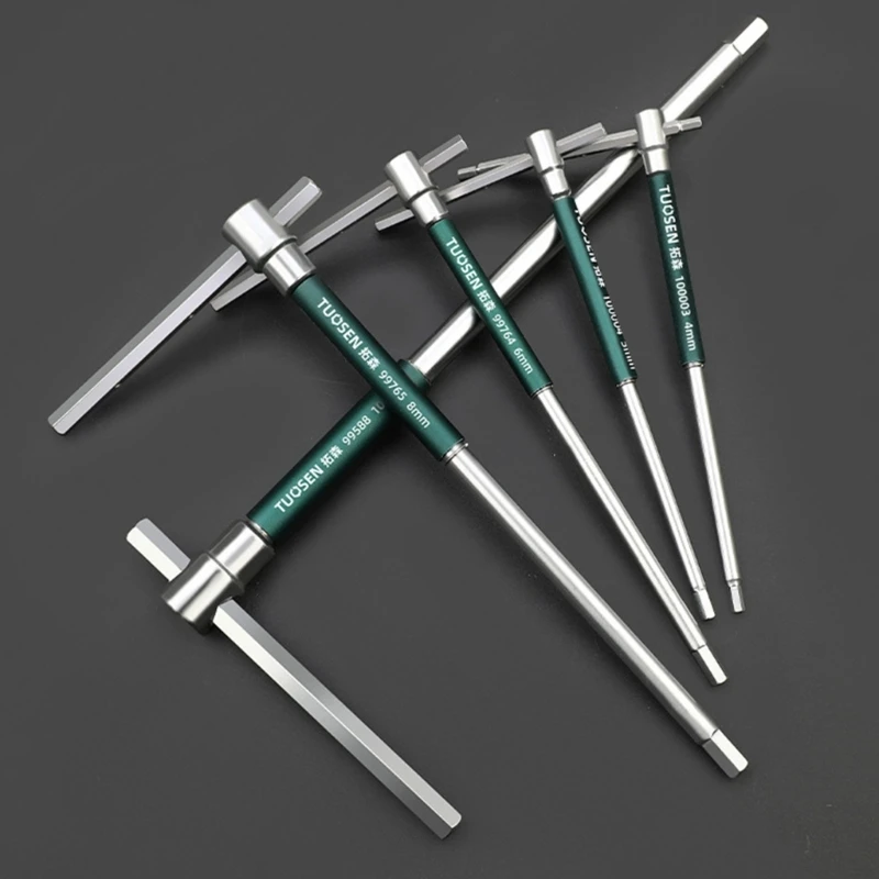 2.5/3/4/5/6/8/10mm Torx Screwdriver T Type Allen Hex Wrench Chrome Spanner T-shaped Hand Tool Extended T-Socket Wrench