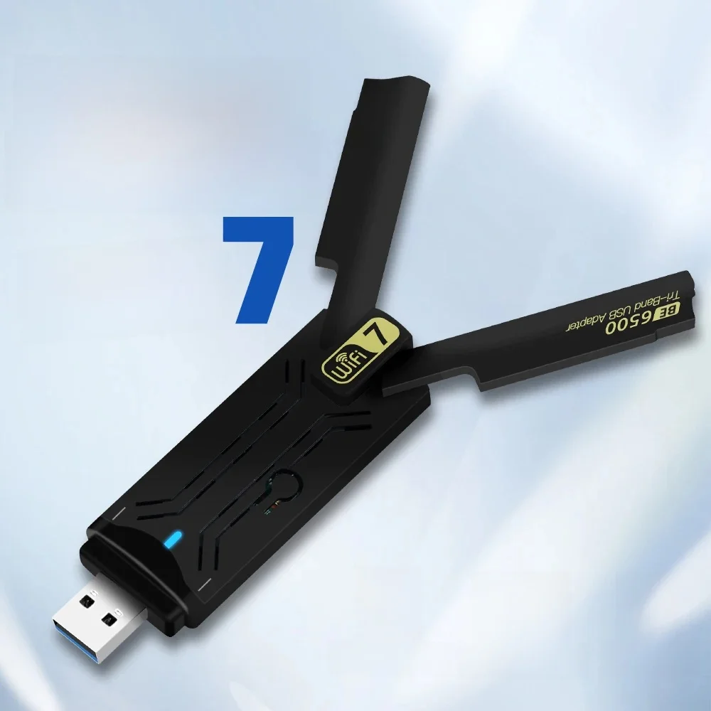 Karta sieciowa Fenvi BE6500 WiFi 7 USB3.0, antena trójpasmowa 6G/5G/2.4G, adapter USB, bezprzewodowy odbiornik WiFi7, sterownik dostępny bezpłatnie dla systemu Windows 10/11. — zdjęcie produktu 7