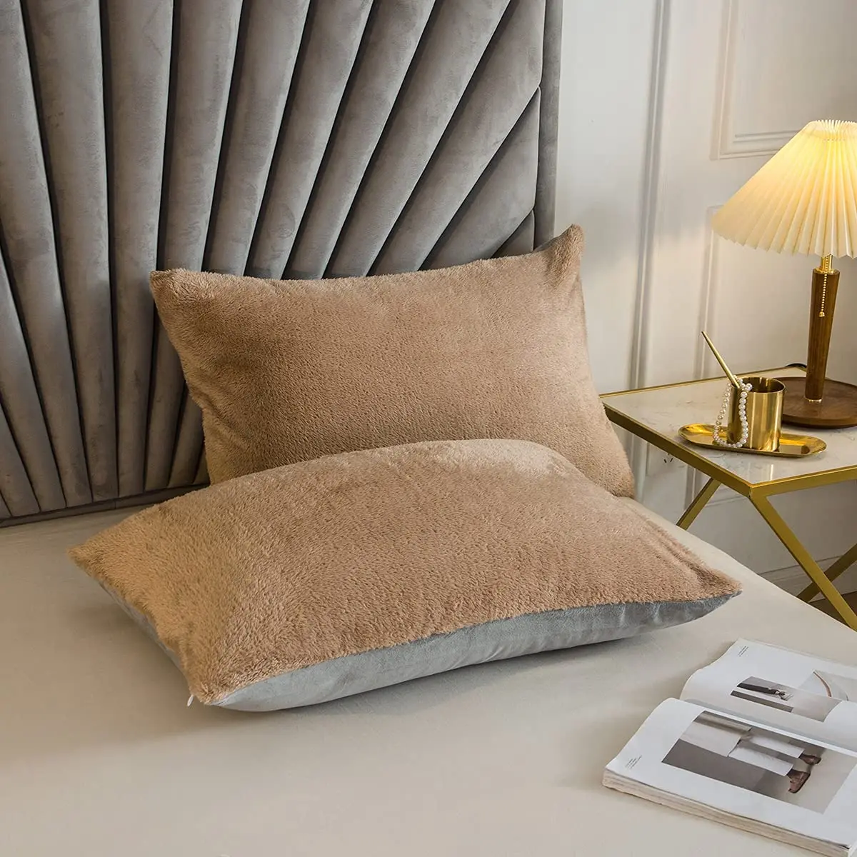 Velvet Shaggy Duvet Cover Set Ultra Soft Fluffy Duvet Cover Bedding Set（on  comforter)