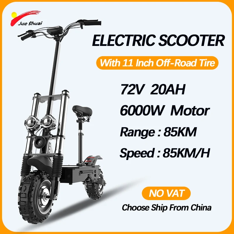 85KM Max Range Electric Scooter with 72V 20AH Li-Battery 85KM/H Max Speed Patinete Eléctrico Double Hydraulic Shock Absorption