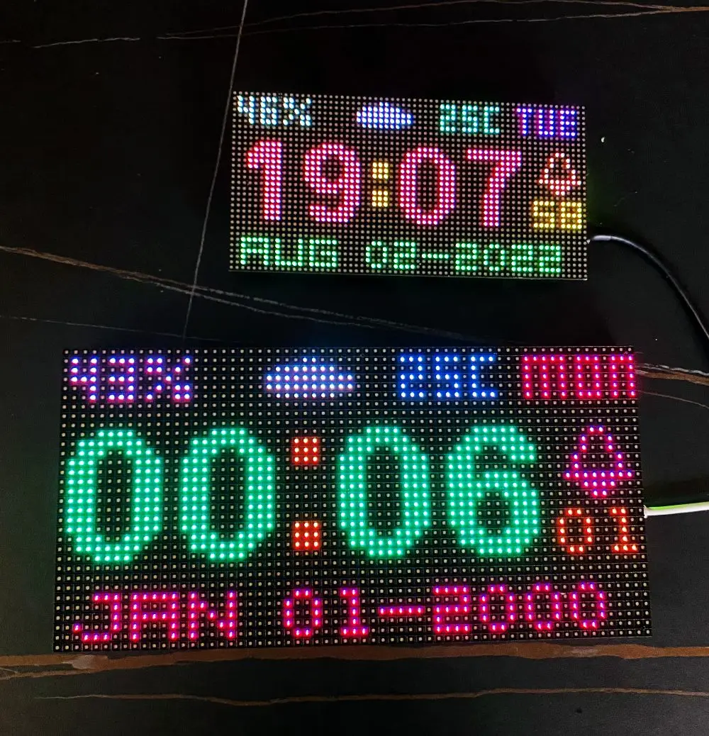 Cool Digital Clock NTP Alarm Clock RBG Matrix led display ESP8266 electronic DIY cool toy gift