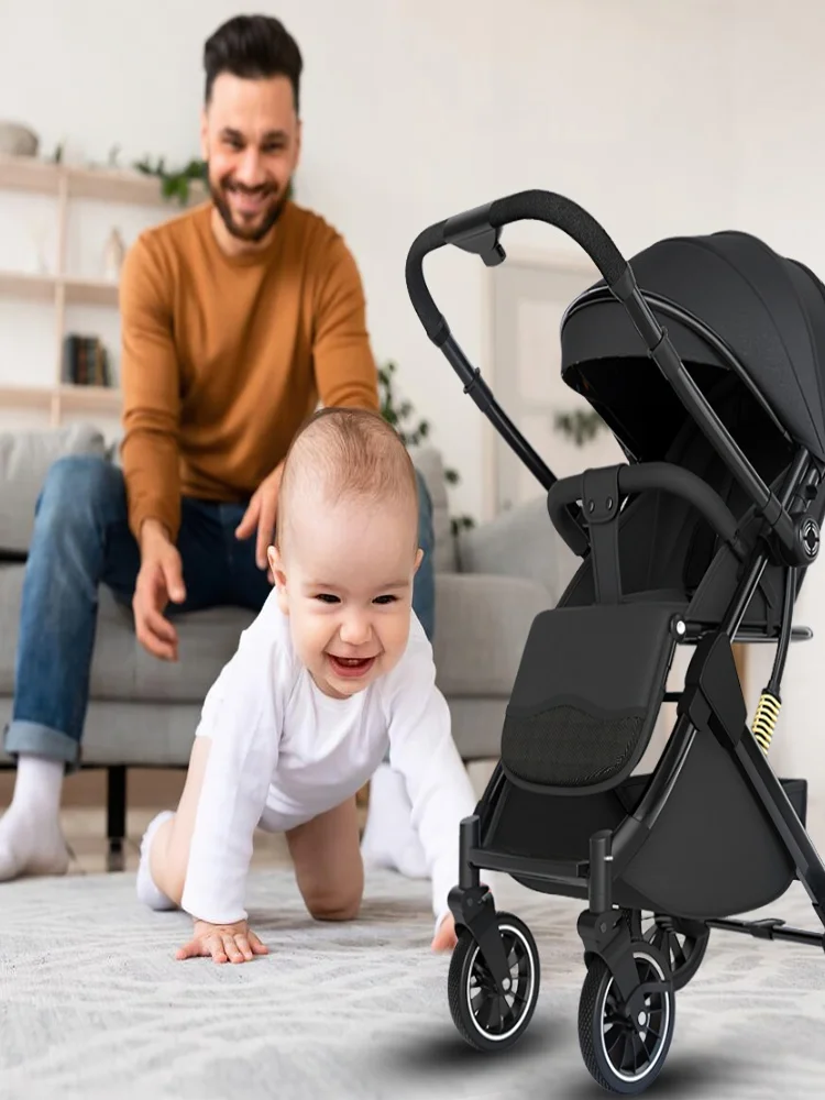 Kinderwagen Lichtgewicht, opvouwbare kinderwagen met hoog zichtvlak, multifunctionele kinderwagen voor pasgeboren baby's, vierwielige schokabsorberende kinderwagen - afbeelding 2