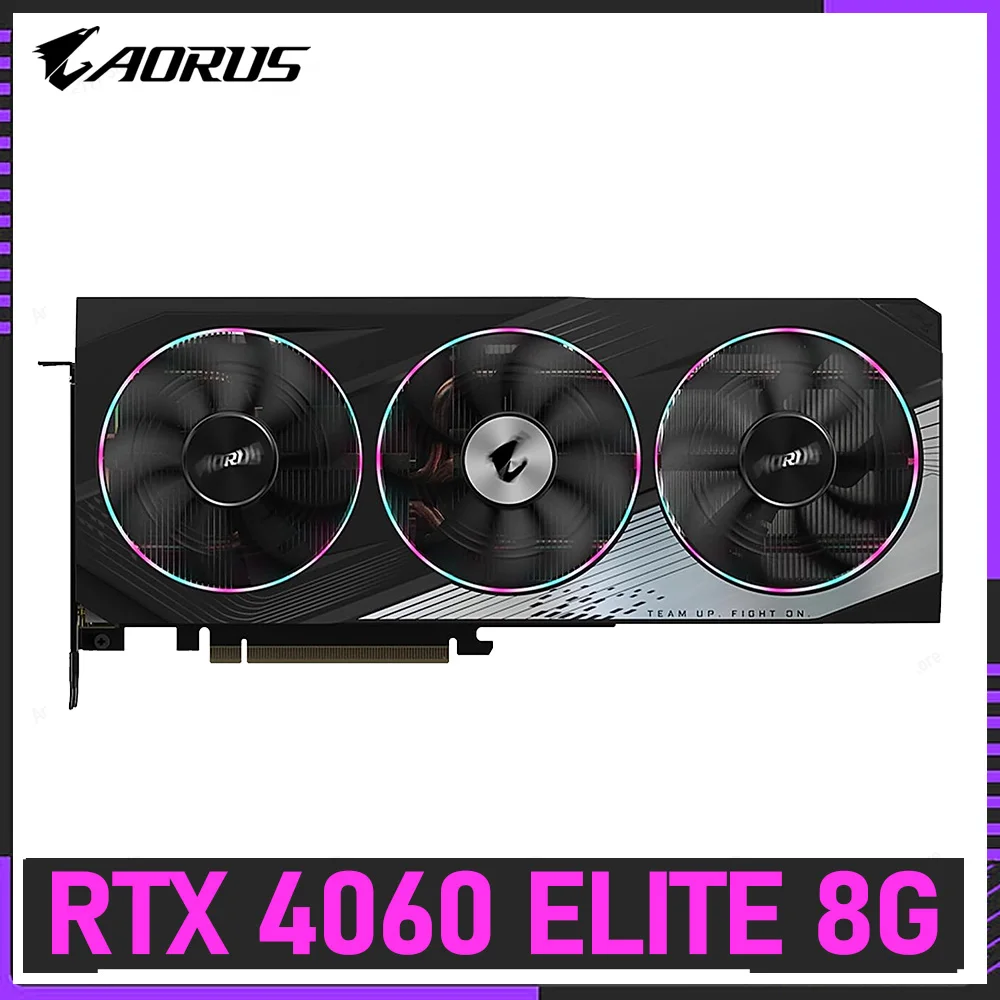 Imagem -02 - Placa de Vídeo Aorus-geforce Elite 8g Rtx 4060 Gddr6 1800mhz 8pin Pci-e 4.0 Suporte Triplo para Ventiladores Cpu Intel Adm Placa de Vídeo