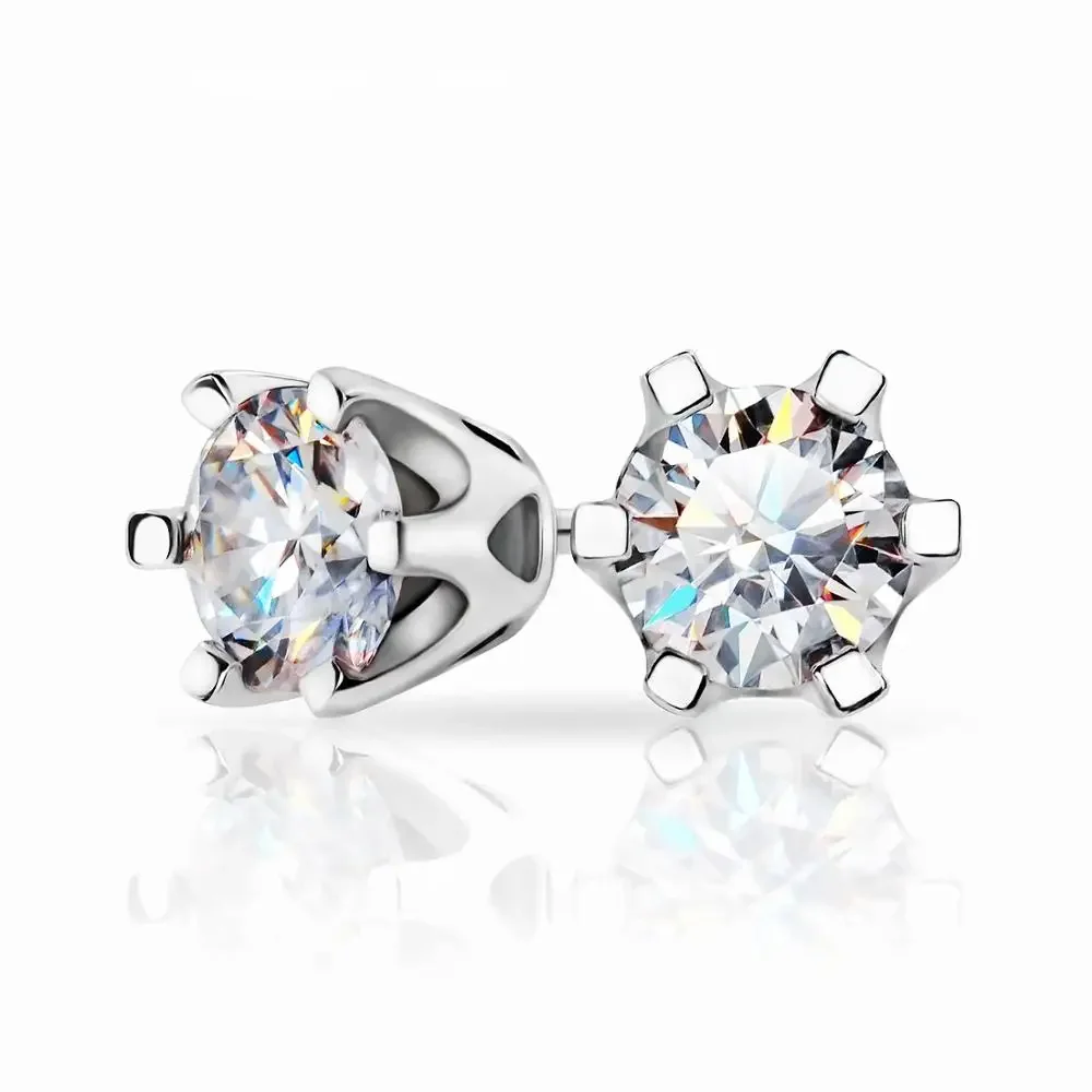GIGAJEWE D Total 1ct okrągły Test oszlifowany diament przeszedł Moissanite 18K białe pozłacane 925 srebrne kolczyki biżuteria kobieta prezent Gif — zdjęcie 2