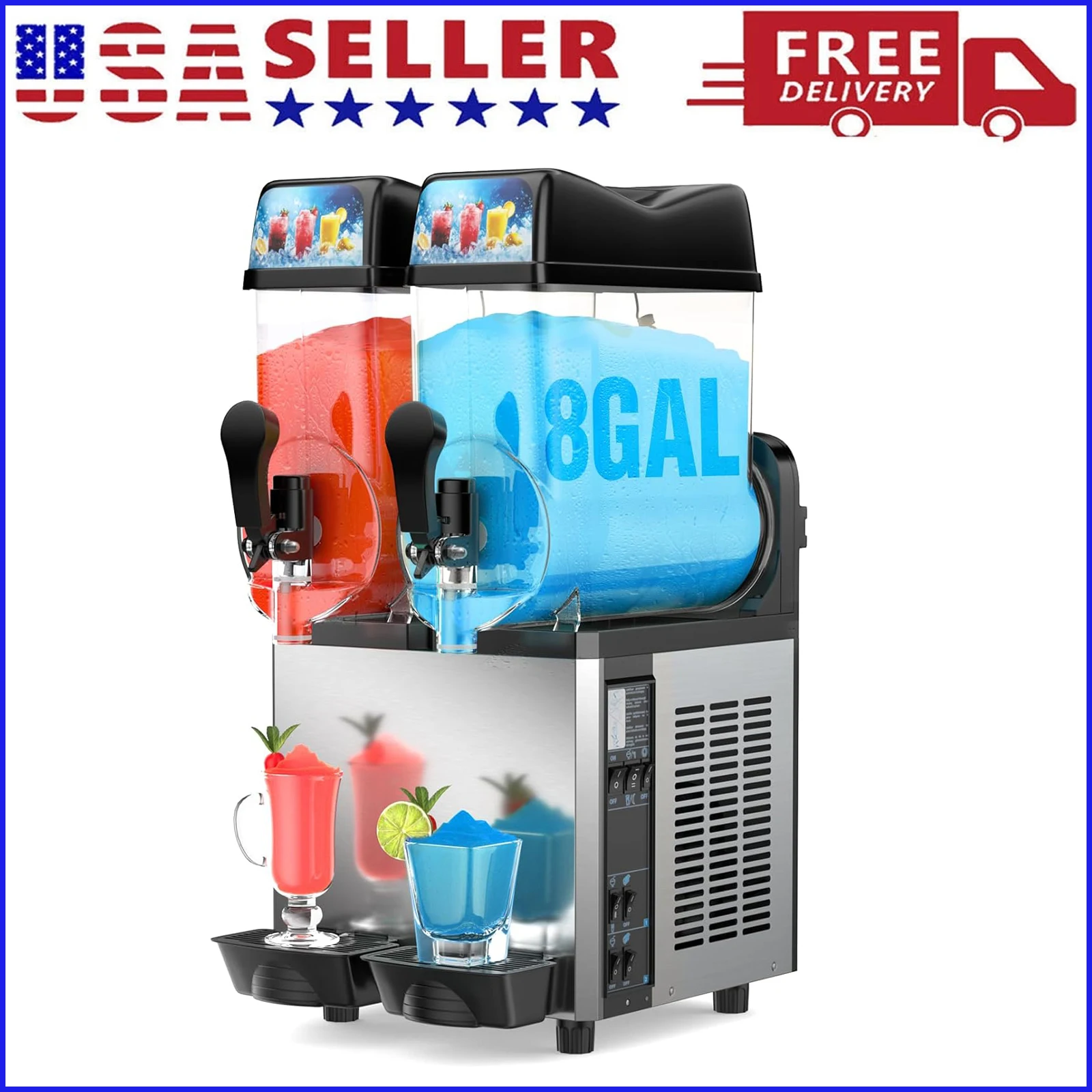 

Профессиональный аппарат для приготовления слякоти, 2-х бункерная машина для замороженных напитков, аппарат для приготовления маргариты, идеально подходит для ресторанов, баров, кафе, вечеринок