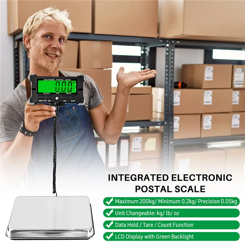 Bilancia digitale PS21 Bilancia postale elettronica da 200 kg Bilancia da pavimento in acciaio