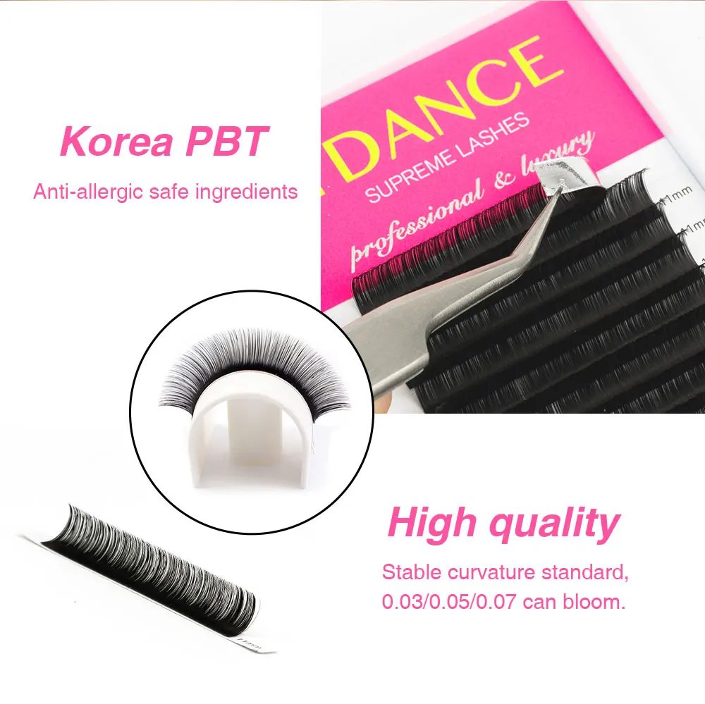 TDANCE 16Rows Korea PBT Faux Soft Mink Cilios Individual Eyelash Extension Supplies Professional Natural Russian Volume Lashes