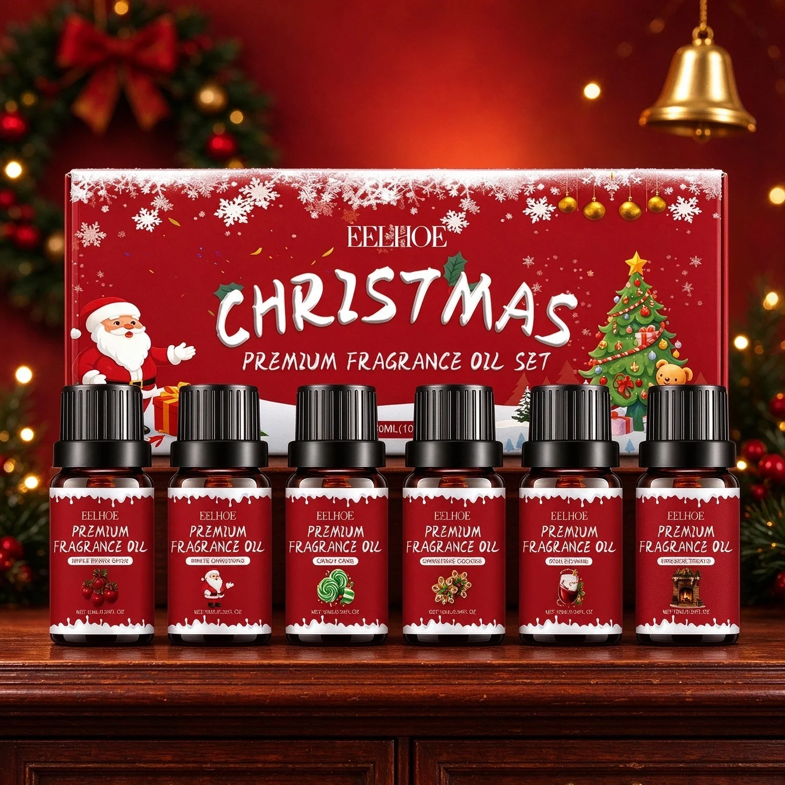 Christmas Premium Fragrance Oil Set Long Lasting Scent Aromatherapy Essential Oils for Home Bedroom Diffuser Christmas Scent Oil