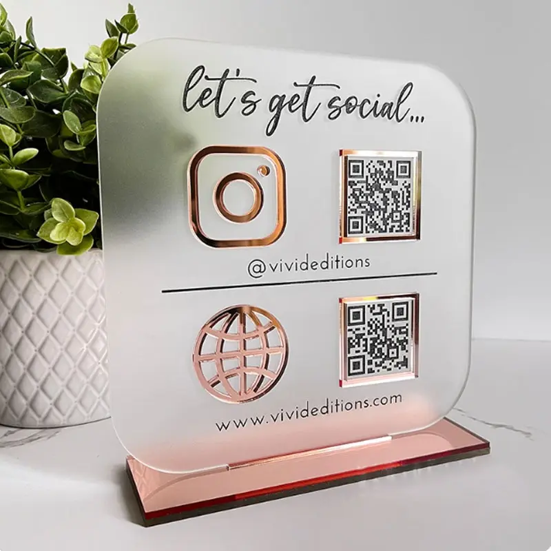 Custom Business Sign Social Media Boards Scanning QR Code Acrylic Glass Plexiglass Organic Glass Decorations Dropshipping