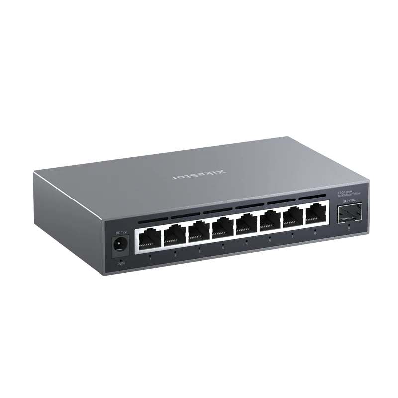 XikeStor Easy managed 8-port 2.5G + 1-port 10G switch, support VLAN link aggregation, fanless design network hub and splitter