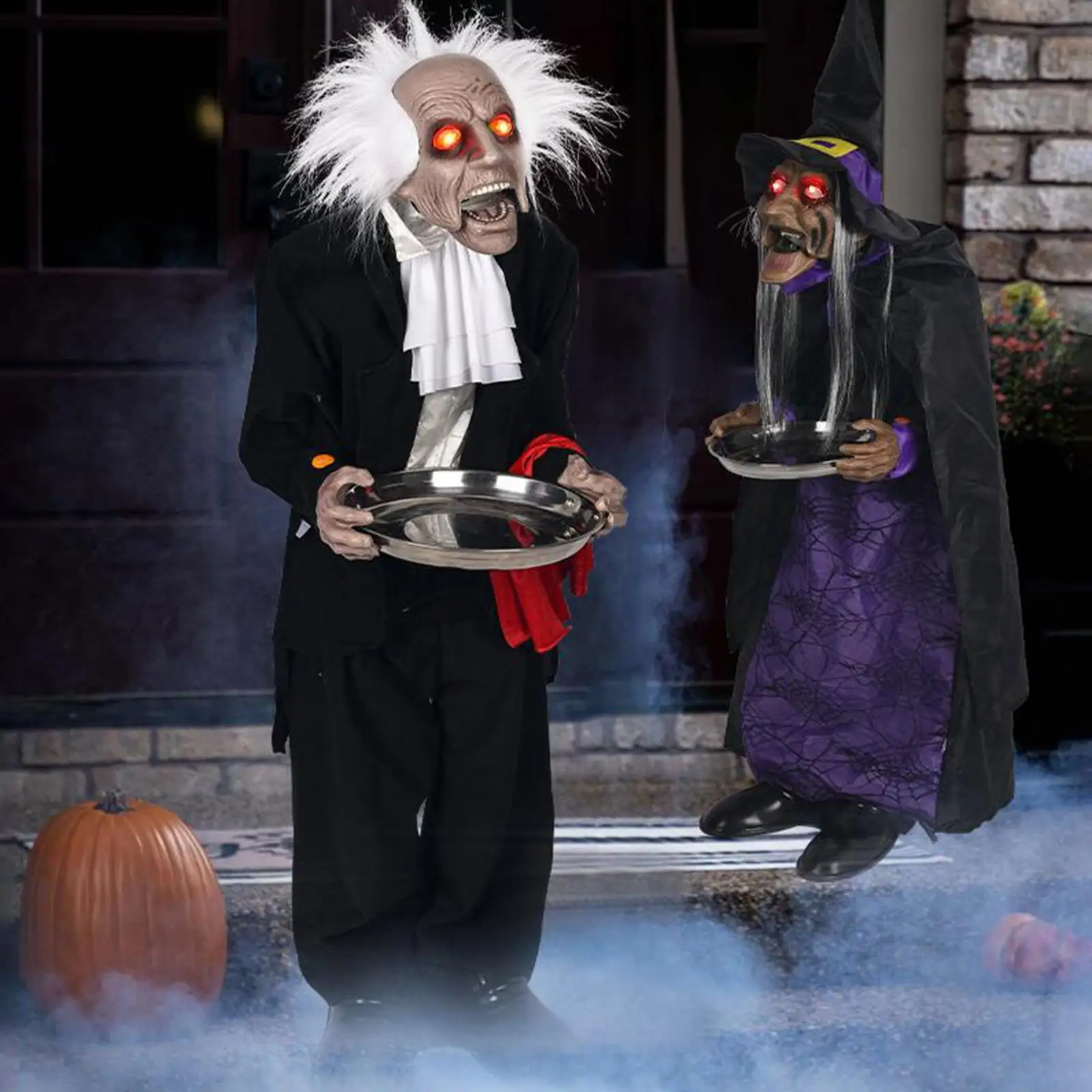 Halloween Animatronic Horror Prop Motion‑Sensor Glowing Eyes Screaming Sound Prank Decoration for Haunted House Party Supplies