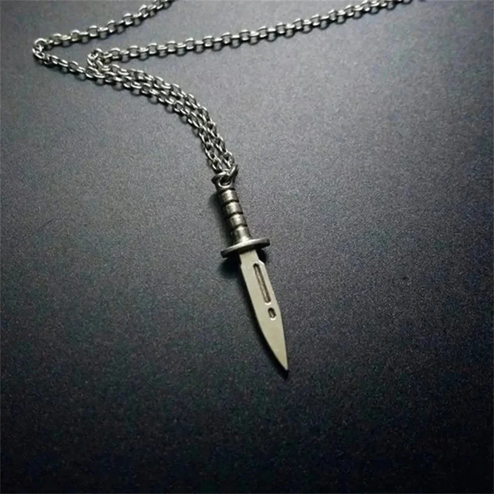 Gotycki nóż sztylet wisiorek Chokers naszyjnik biżuteria prezent dla kobiet mężczyzn Gril Boy Punk styl Kpop akcesoria urok nowość — 2