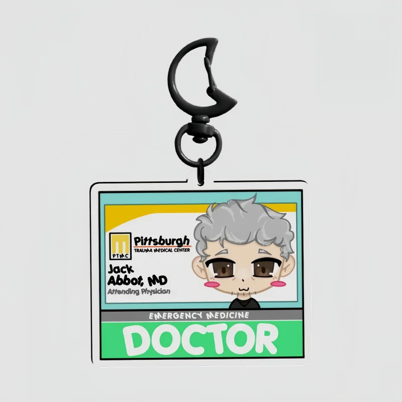 The Pitt Dr Jack Abbot ID Badge Acrylic Keychain TV Show The Pitt Fandom Merch Pendant Collectible Gift for Series Fans
