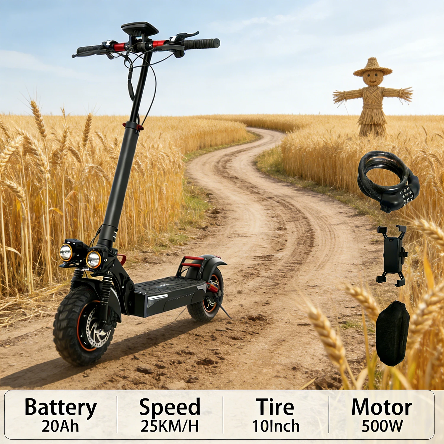 Trottinette électrique intelligente pour adultes 500W, vitesse maximale de 25 mph, autonomie de 60 miles, démarrage sécurisé NFC, double frein, pliable pour les trajets quotidiens en ville