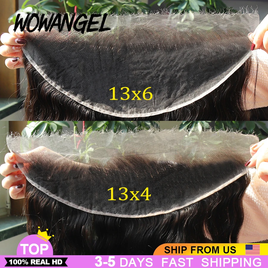 WOWANGEL 13X6 Full Frontal HD Lace Frontal Only Straight Hair 100% Real HD Lace Melt All Skins Natural Hairline Virgin Hair