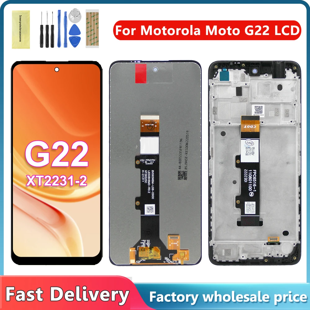 6.5\'\' For Motorola Moto G22 Lcd Display Touch Screen Digitizer Assembly Replace For Moto G22 XT2231-2 Screen With Frame