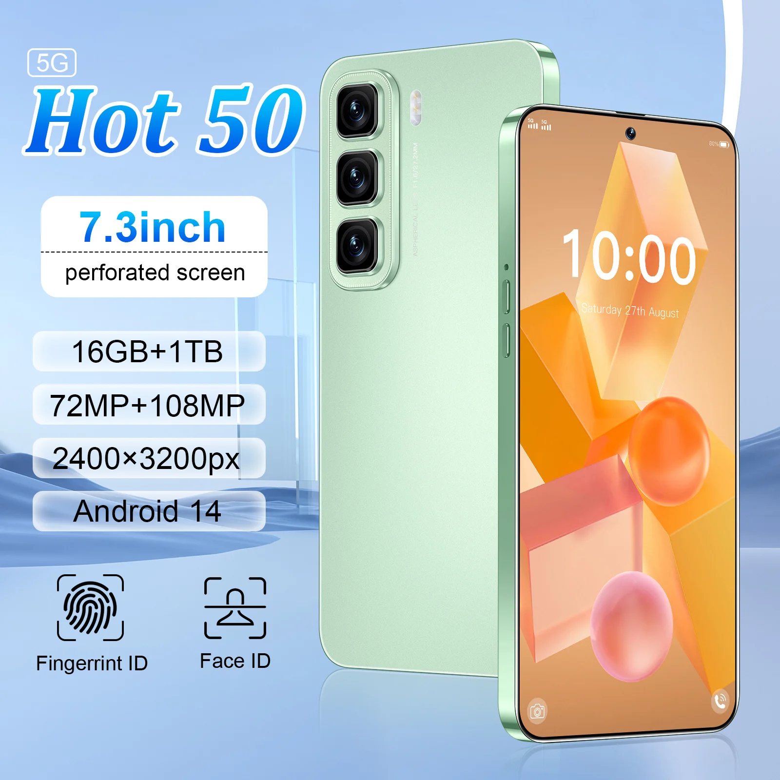 

2025 HOT 50 Original For Brand New Smartphone 7.3inch Full Screen 4G/5G Incell Phone 7800mAh Global Version Mobile Phones