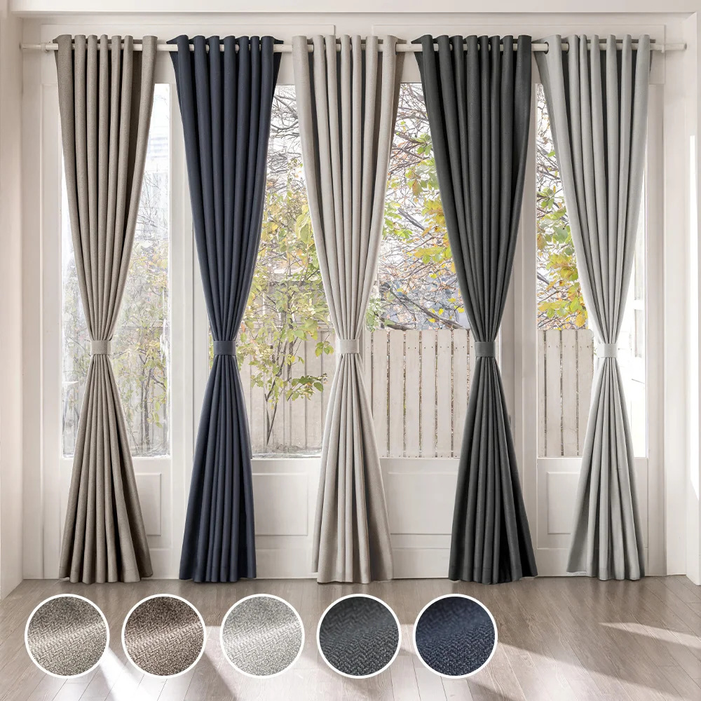 Thezari hotel style high end perfect car River eyelet black curtain 3size 5color